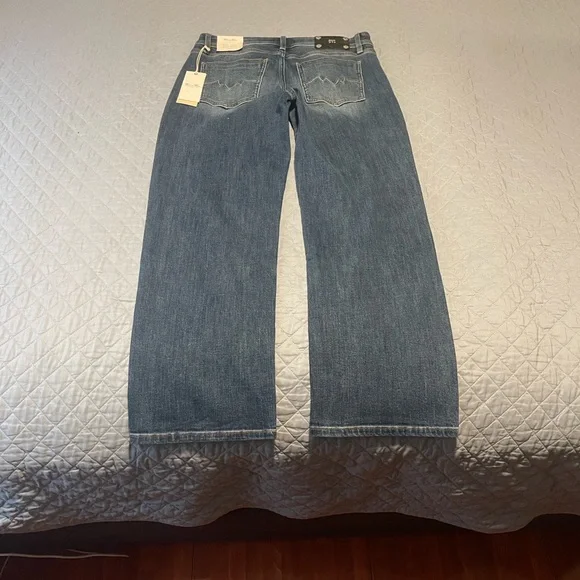 Miss Me Blue Straight Leg Jeans with Embroidered Fleur-de-Lis - Picture 3 of 13